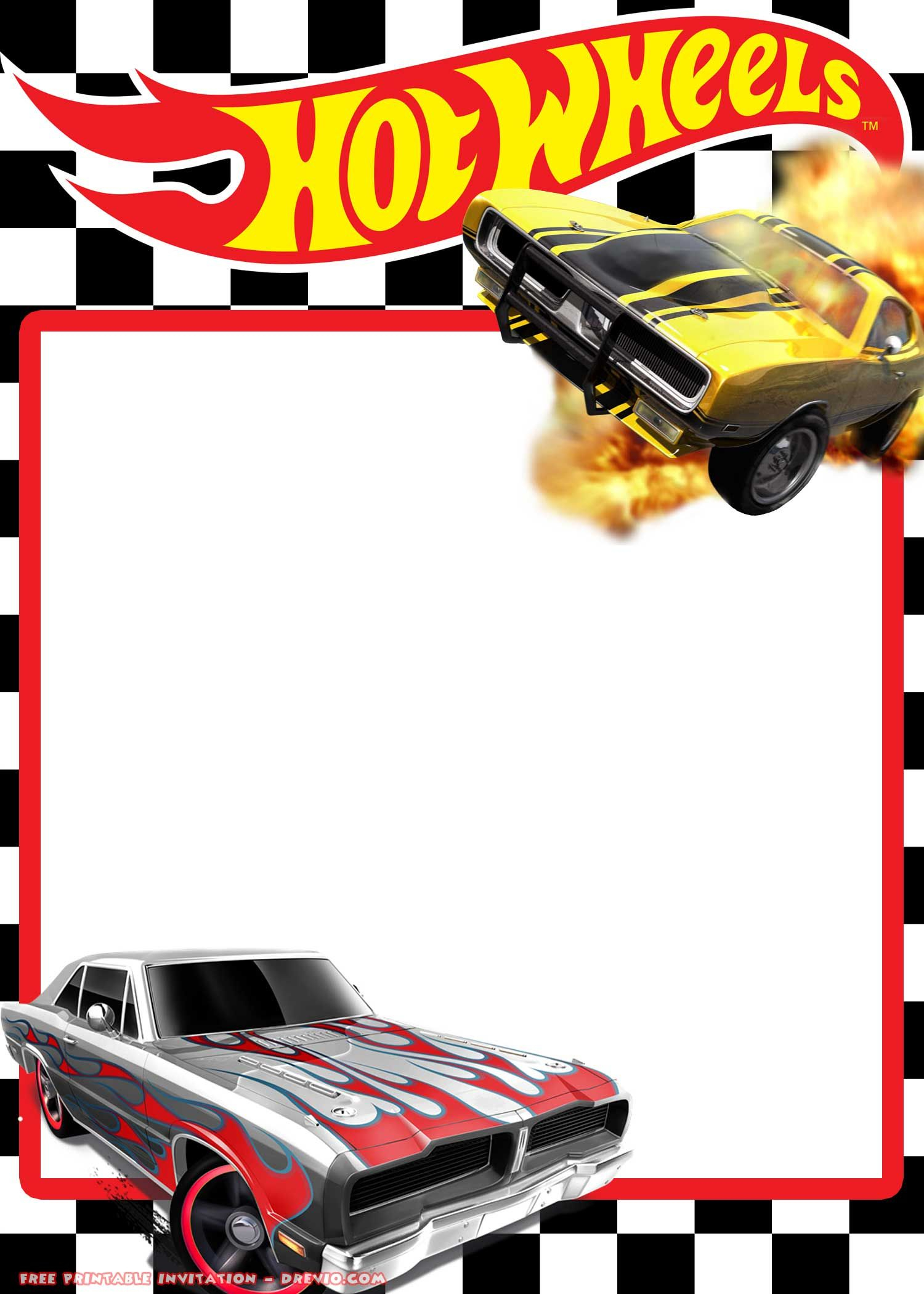 FREE Printable Hot Wheels Invitation Template Ferrari Corvette