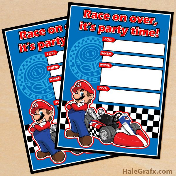 FREE Printable Mario Kart Birthday Invitation Set Fiesta De Mario 