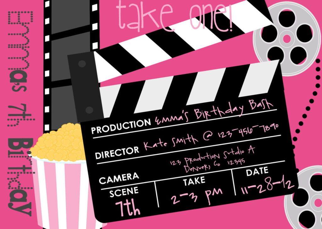 FREE Printable Movie Themed Birthday Party Invitations FREE PRINTABLE 