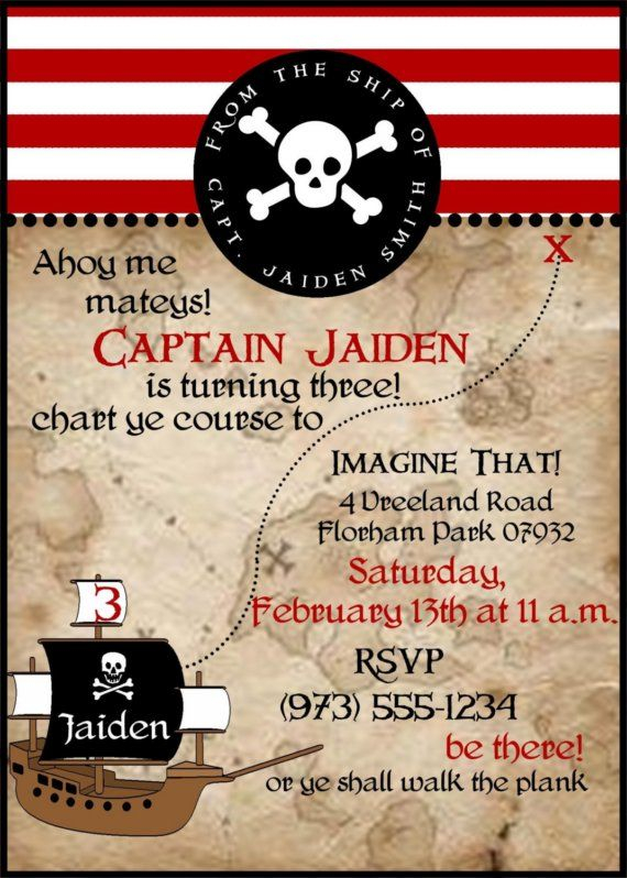 Free Printable Pirates Birthday Party Invitations DREVIO