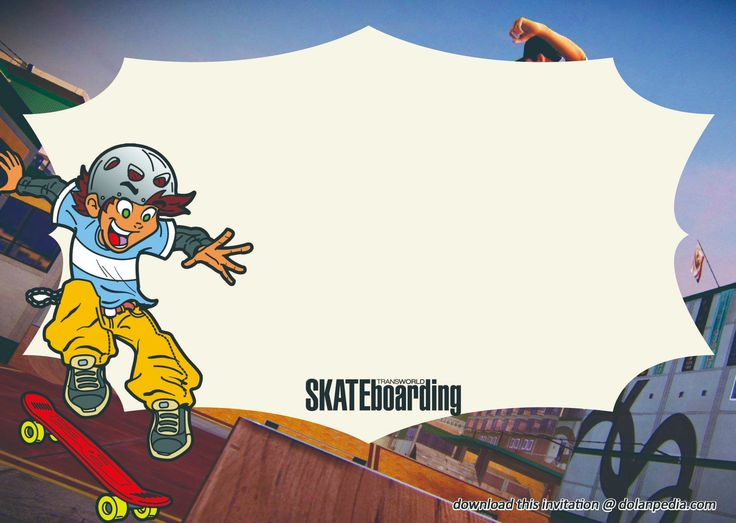 Free Printable Skateboarding Invitation Template Skateboard Party 