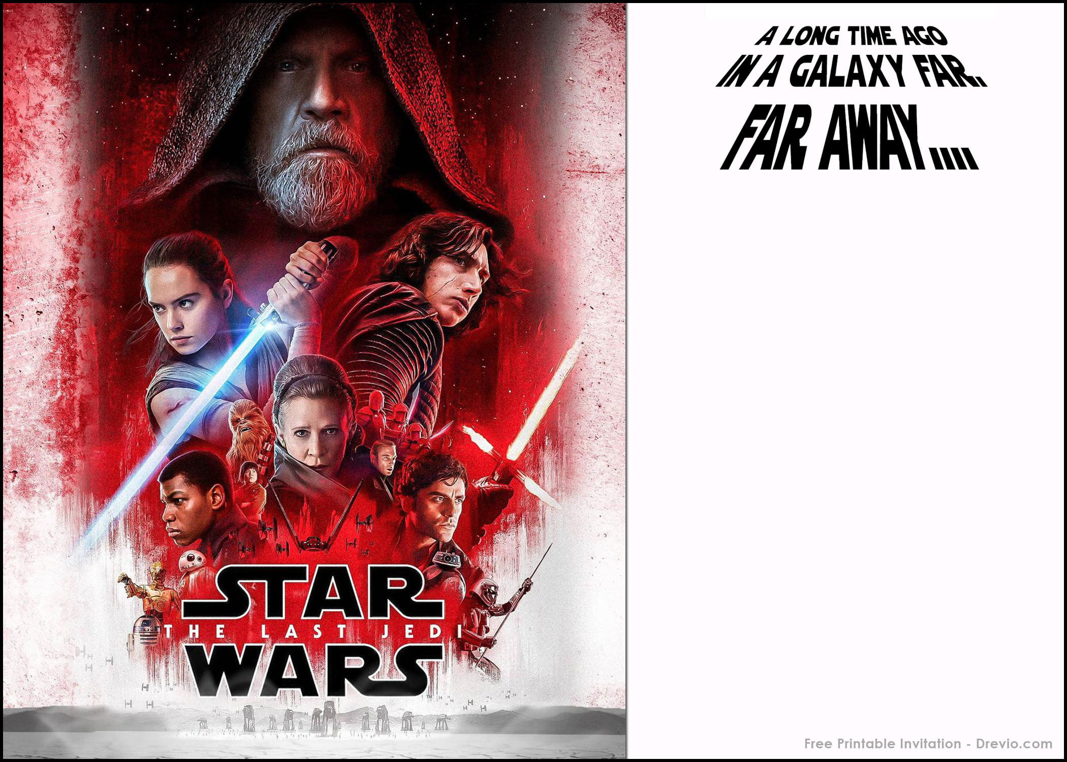 FREE Printable Star Wars The Last Jedi Invitation TemplateFREE