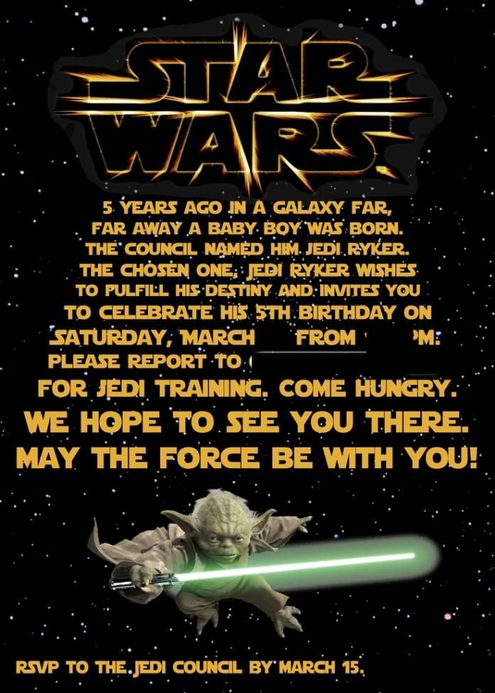 Free Samples Printable Star Wars Birthday Invitations In 2020 Star 