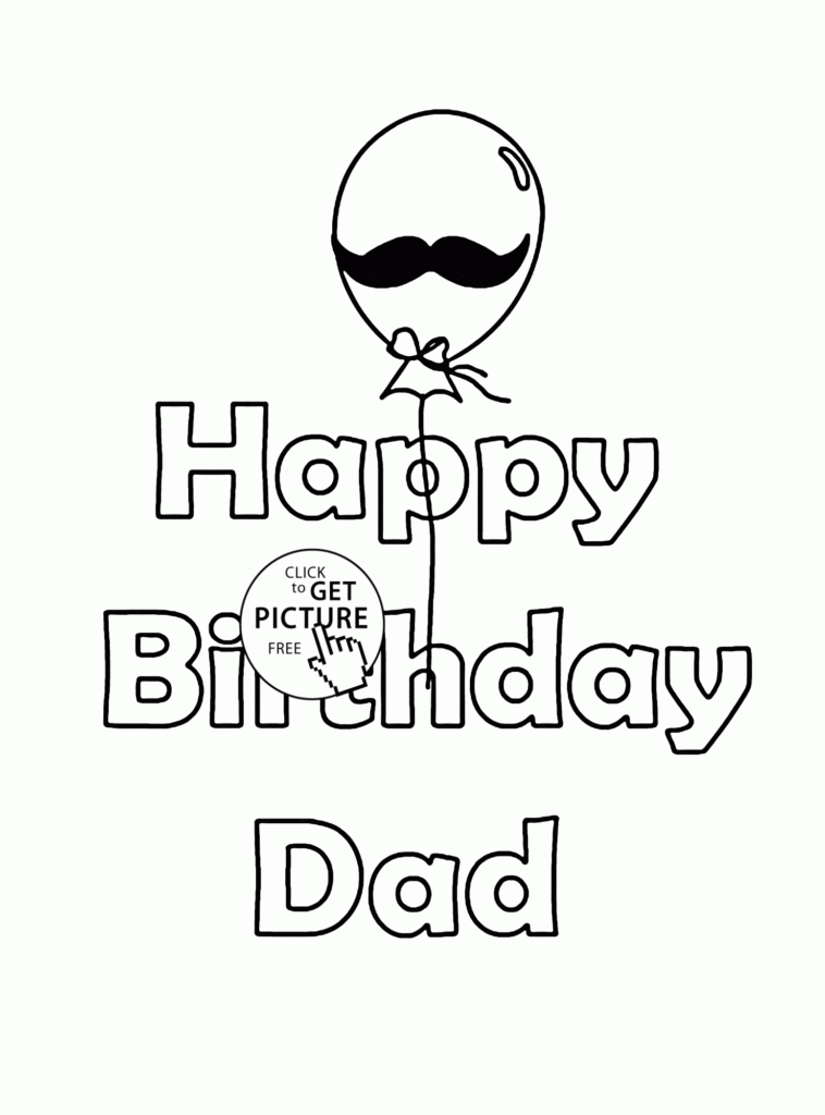 Funny Card Happy Birthday Dad Coloring Page For Kids Holiday Coloring 