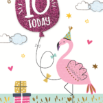 Girls 10th Birthday Flamingo Greeting Card Cards