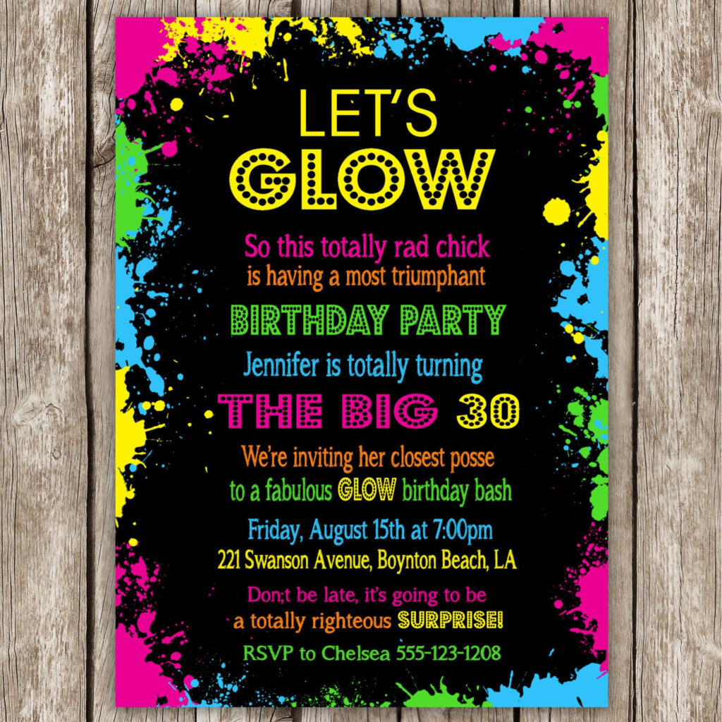 Glow Party Invitations Google Search Neon Party Invitations Party 