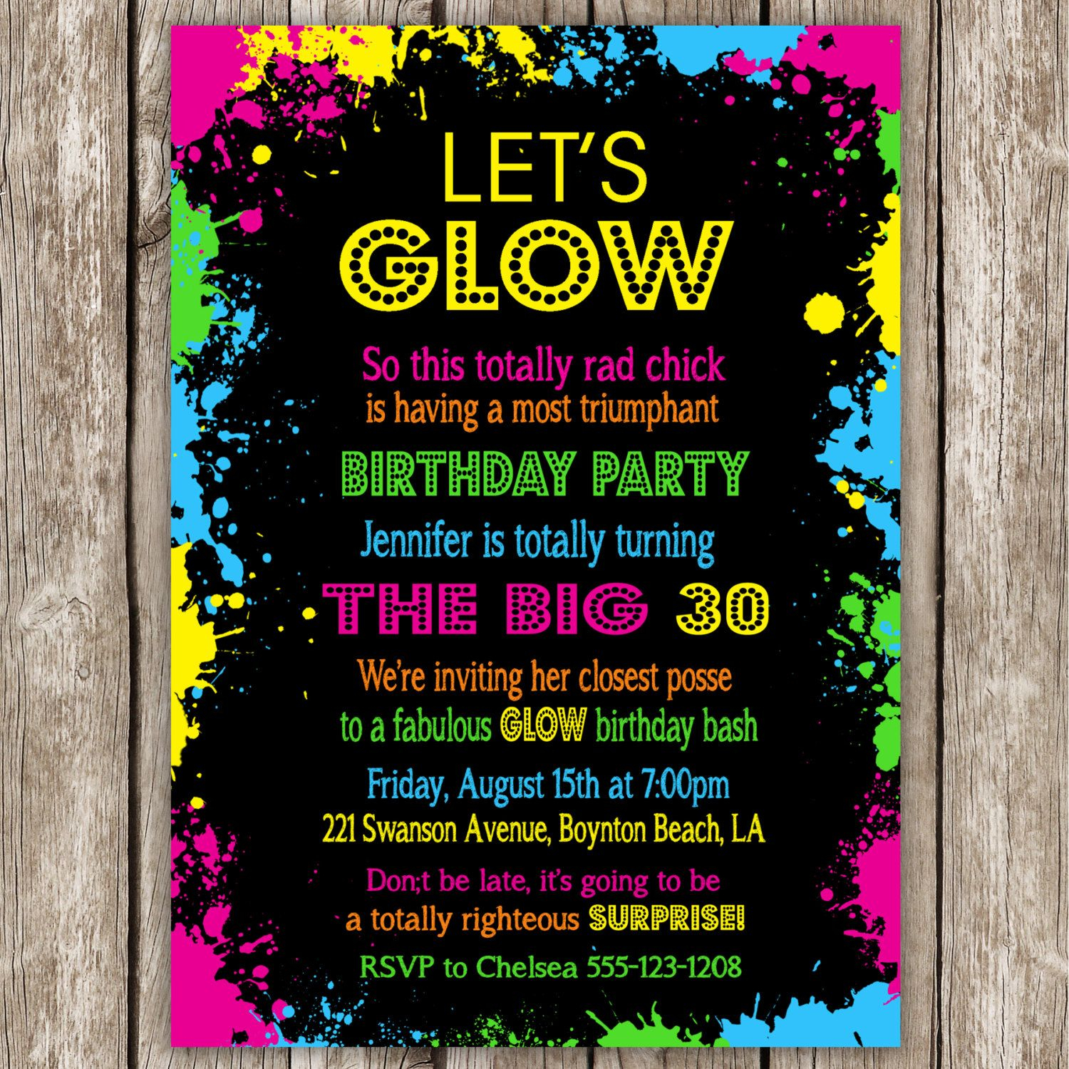 Glow Party Invitations Google Search Neon Party Invitations Party