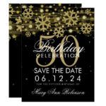 Gold Black 50th Birthday Save Date Winter Invitation Zazzle