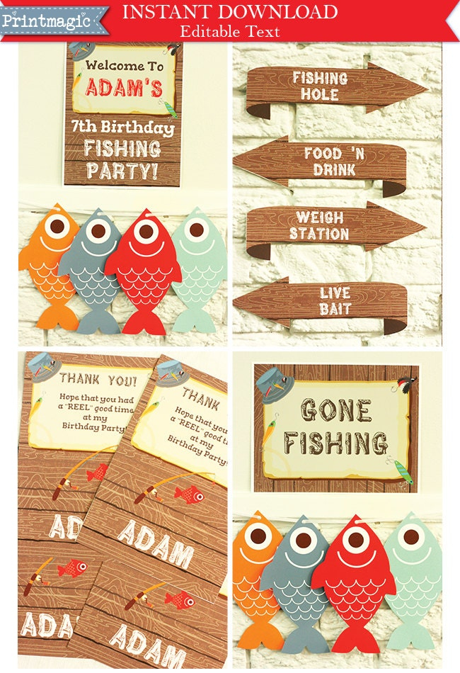Gone Fishing Party Invitations Decorations Printable Party