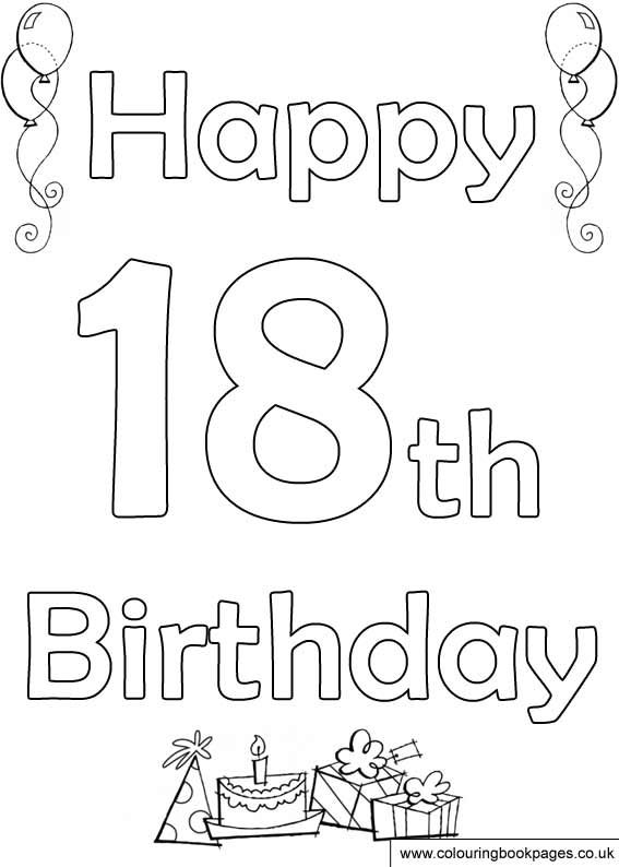 Happy 18th Birthday Coloring Pages