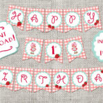 Happy 1st Birthday Banner Strawberry Shortcake Printable