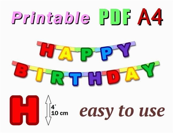 Happy Birthday Banner Template Pdf Items Similar To Printable Happy 