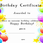 Happy Birthday Certificate Template Elegant Happy Birthday Card