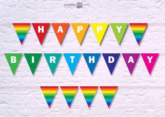 Happy Birthday Rainbow Banner Printable Rainbow Bunting Etsy In 