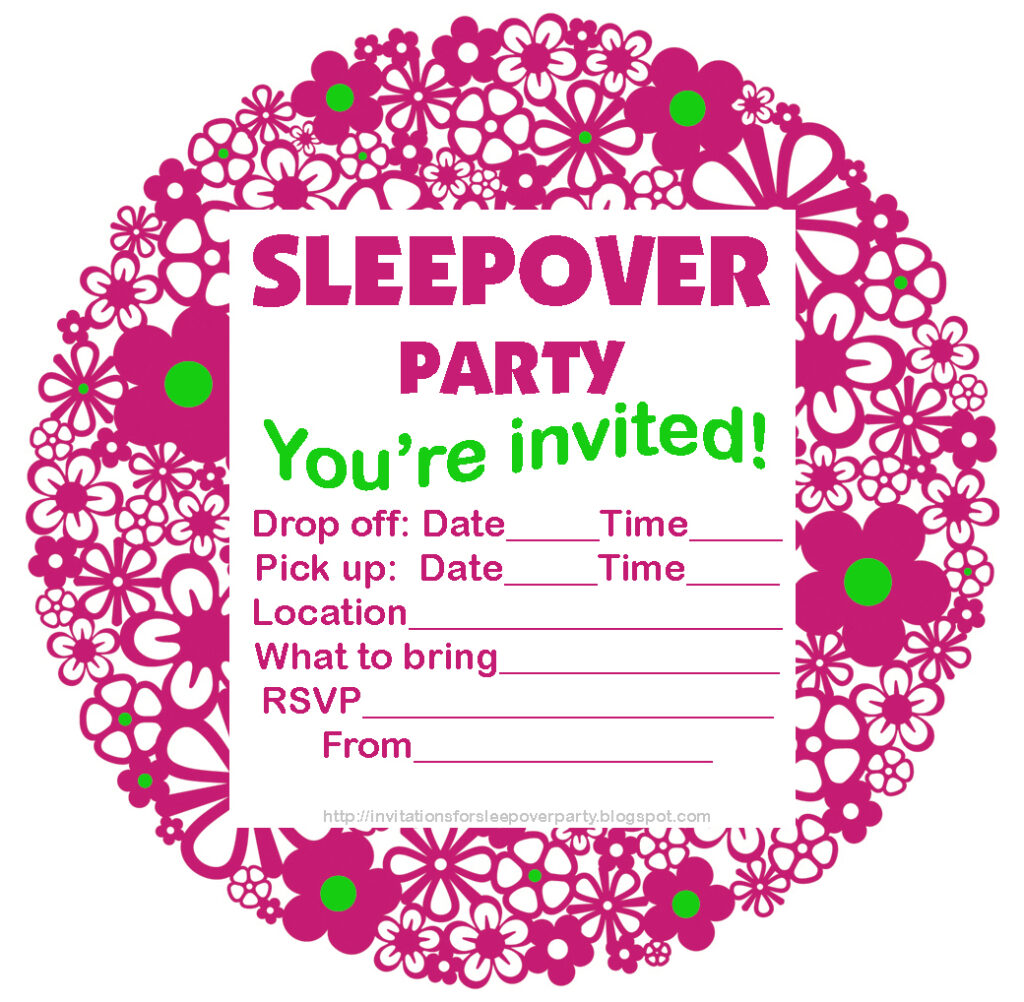 INVITATIONS FOR SLEEPOVER PARTY