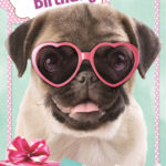 Large Cute Pug Birthday Card I Love Pugs