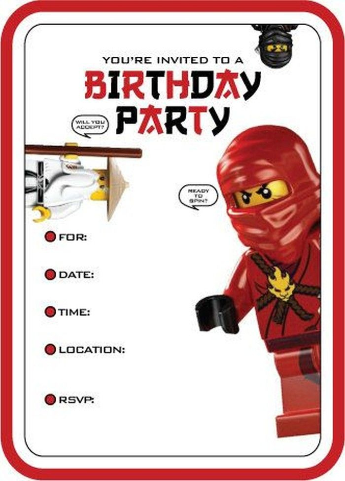 Lego Ninja Invitation Template Ninjago Birthday Lego Ninjago 