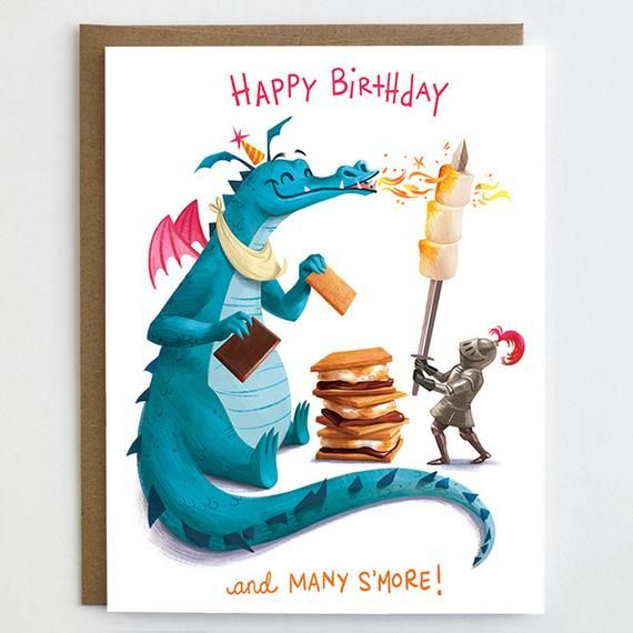 Many S more Birthday Card Dragon Card Punny Birthday Etsy In 2022 