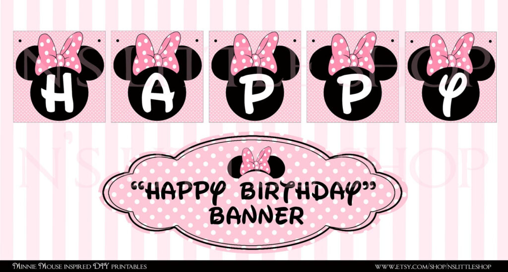 Minnie Mouse Inspired Happy Birthday DIY Printable By Nslittleshop