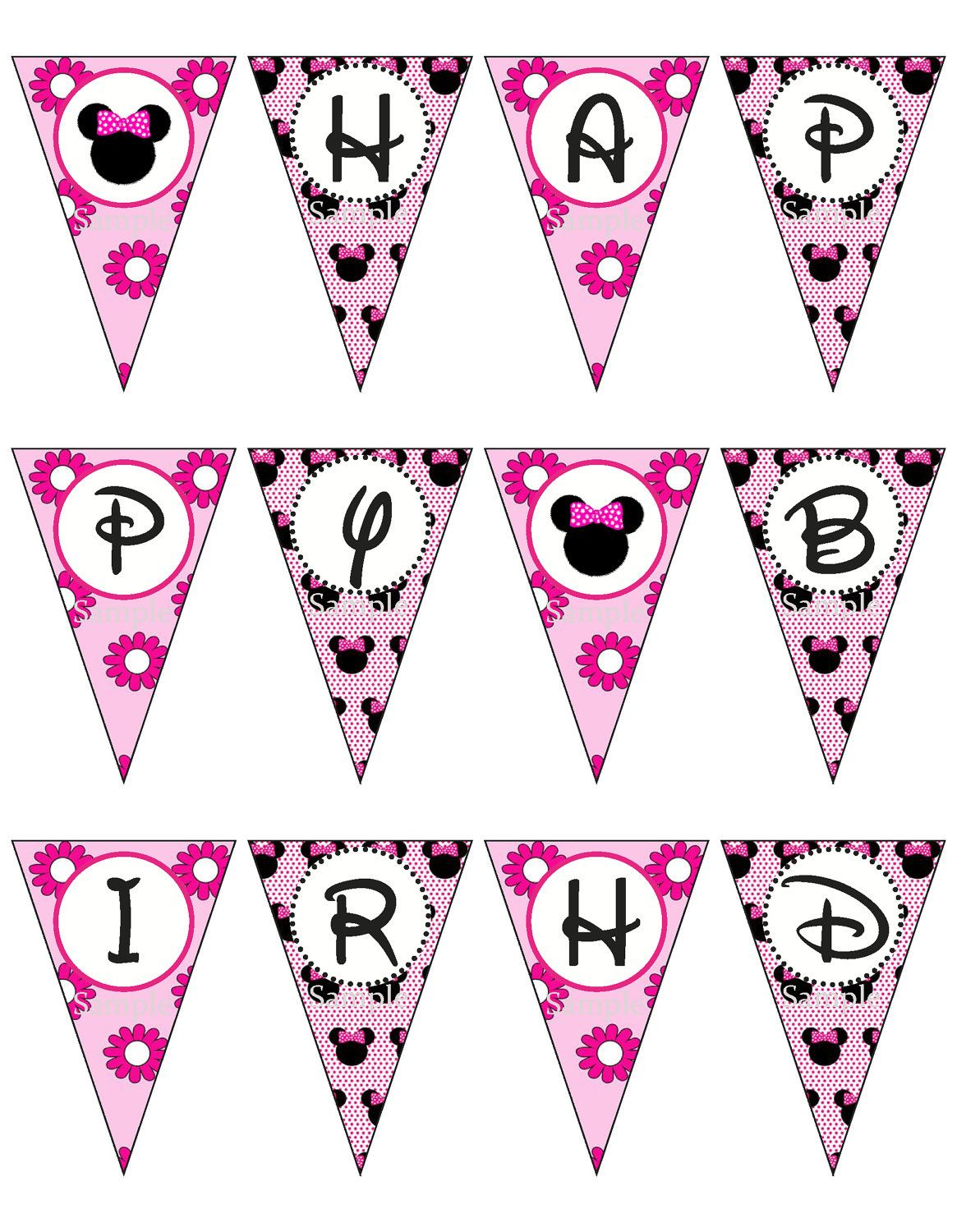 Minnie Mouse Pink Birthday Banner Printable By Zdesignsbyrosina