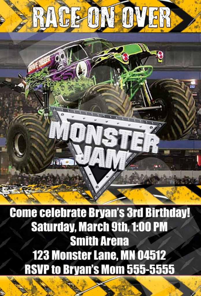 Monster Truck Birthday Invitation Free Printable Awesome Monster Jam 
