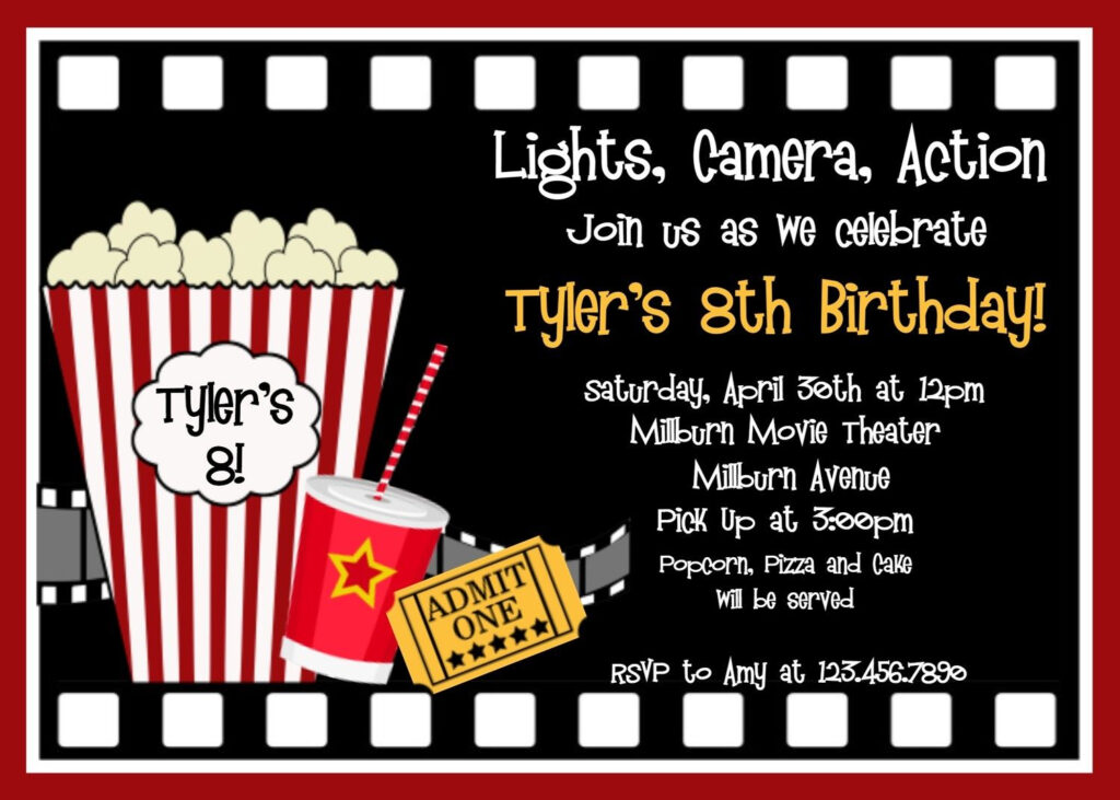 Movie Birthday Invitation Movie Night Birthday Party Etsy Movie 