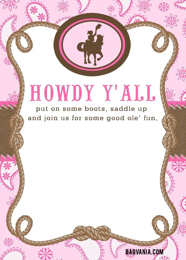 Nice FREE Cowgirl Birthday Invitations Cowgirl Invitations Cowgirl 