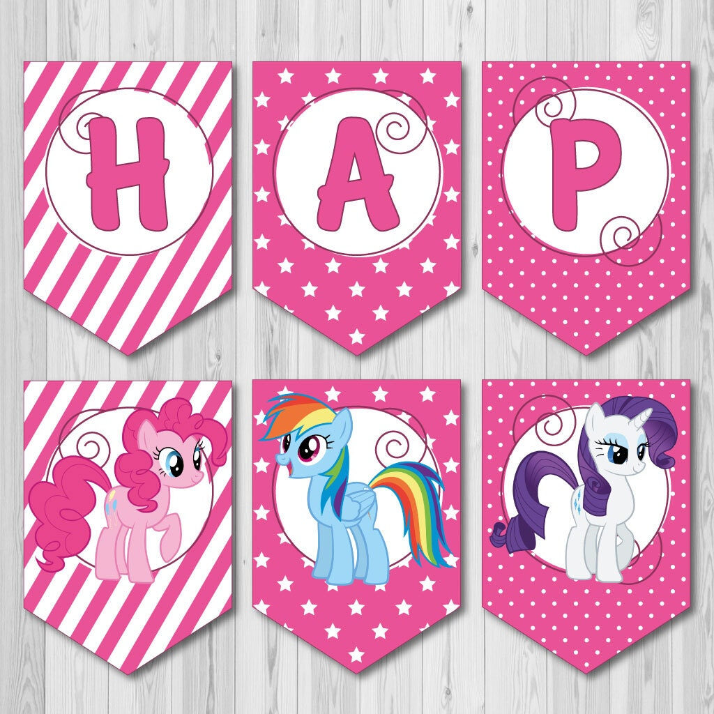 Pink Happy Birthday Printable Banner From My Little Pony 