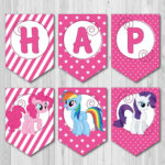 Pink Happy Birthday Printable Banner From My Little Pony