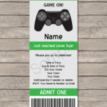 Playstation Party Ticket Invitation Template Green Video Game Party
