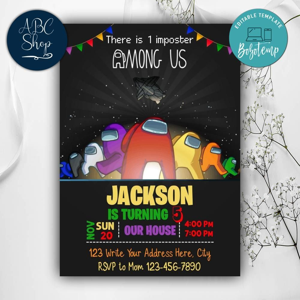 Printable Among Us Birthday Invites Instant Download Bobotemp