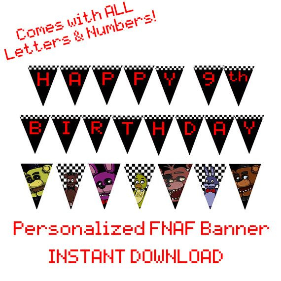 PRINTABLE FNAF Banner Diy Personalized Birthday Party Decor 