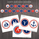 PRINTABLE Nautical happy Birthday Banner Instant