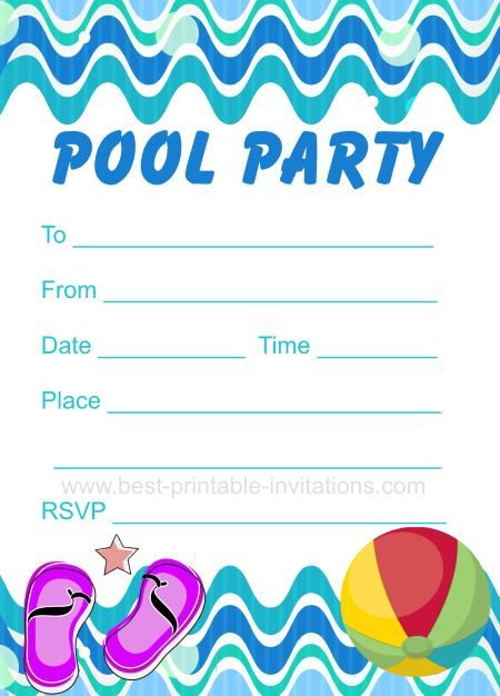 Printable Pool Party Invitation Swim Party Invitations Pool Party 
