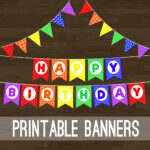 Printable Rainbow Bunting Rainbow Flag Banner And Happy Birthday