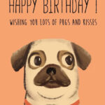 Pug Birthday Card Pugs Printable Art Greeting Card Birthday