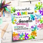 Slime Birthday Printable Invitation Card Slime Party Invitations