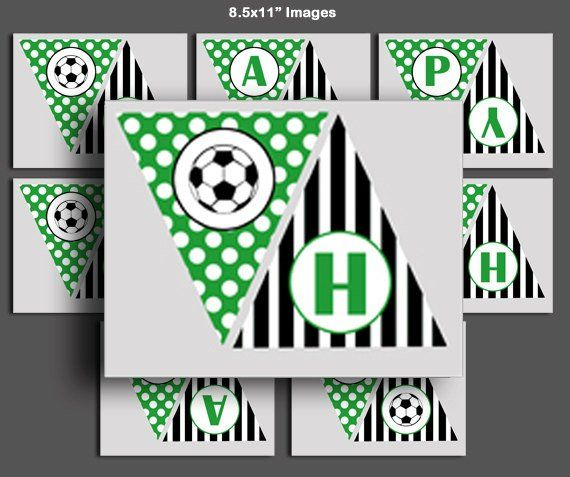 Soccer Banner Printable Happy Birthday And Soccer Ball Images 