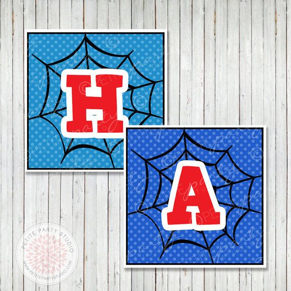 Spiderman Printable Happy Birthday Banner By Petite Party Studio 