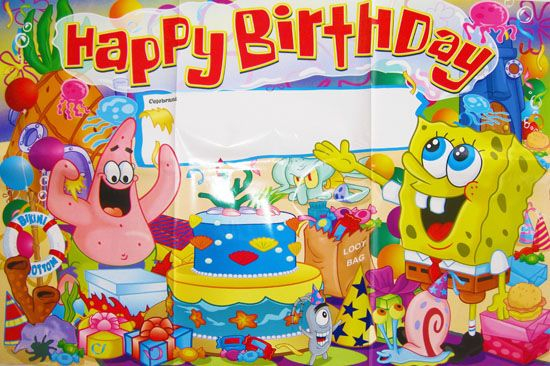 SPONGEBOB SQUAREPANTS BIRTHDAY PARTY BANNER POSTER Spongebob Birthday 