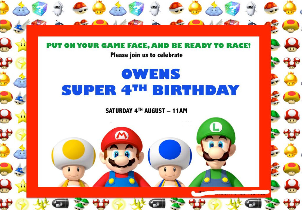 Super Mario Birthday Invitation Mario Kart Mario Verjaardagsfeestje 