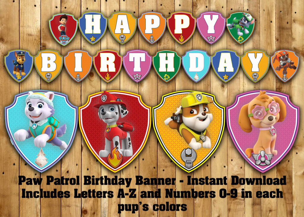 This Paw Patrol Themed Birthday Banner Is Available As An INSTANT 