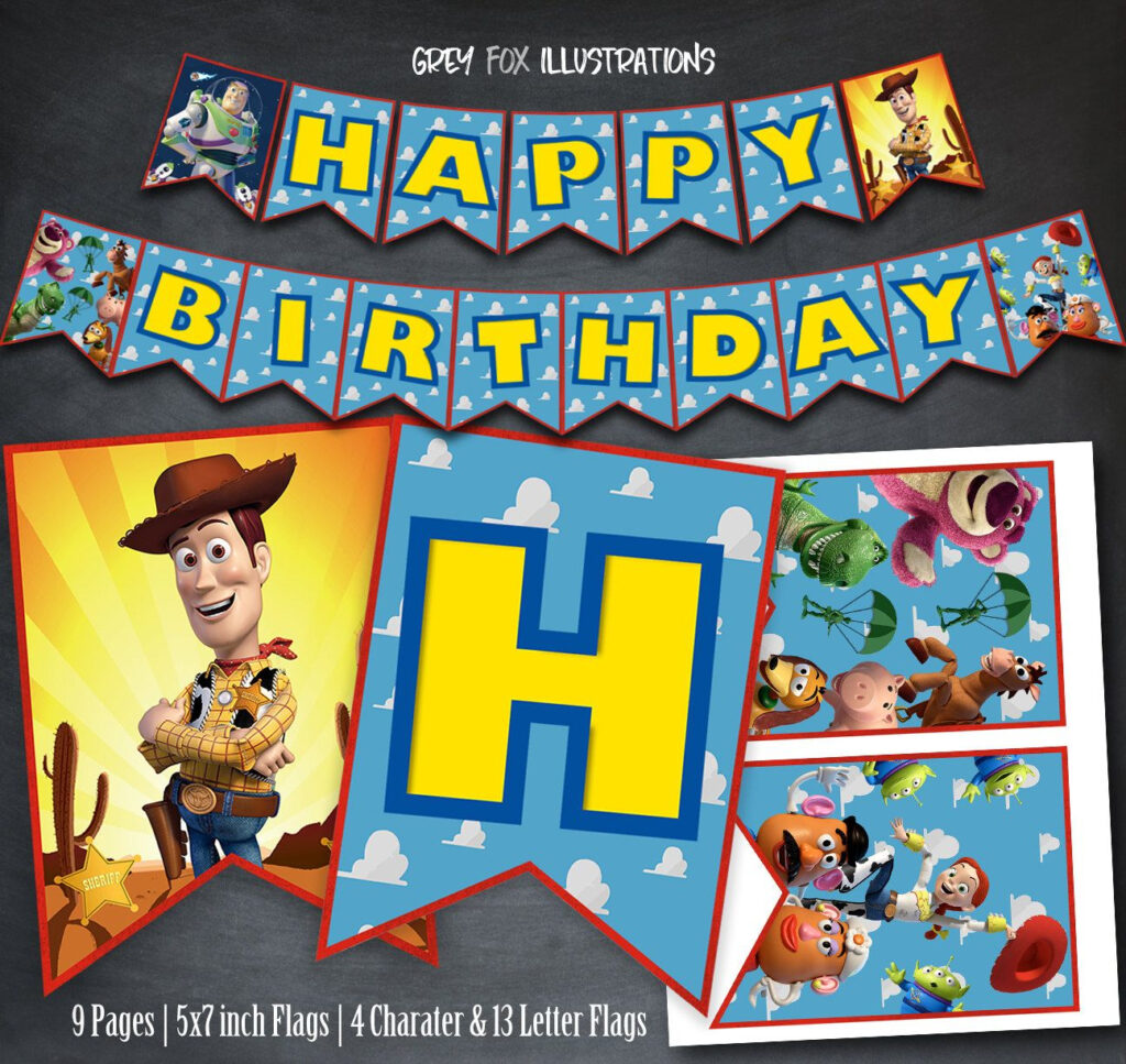 Toy Story Birthday Banner Toy Story Happy Birthday Banner Etsy In 