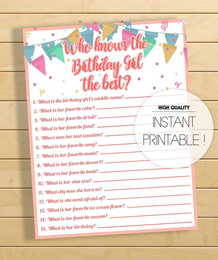 Who Knows The Birthday Girl Best Birthday Games Kids Party Etsy 