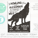 Wolf Birthday Invitation Instant Download Wolf Invitation Printable