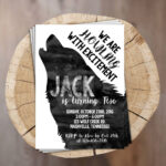 Wolf Invitation Personalized Printable B W Watercolour Howling Wolf